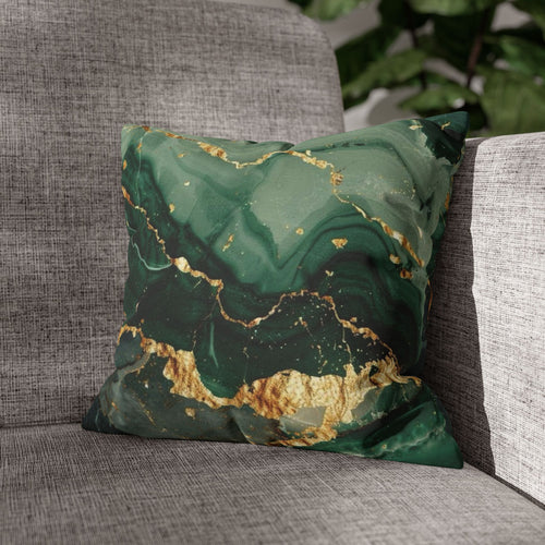 Elegant Marble Accent Pillowcase | Luxury Home Decor, Modern Couch Cushion, Unique Gift, Green and Gold Throw Pillow, Living Room Style