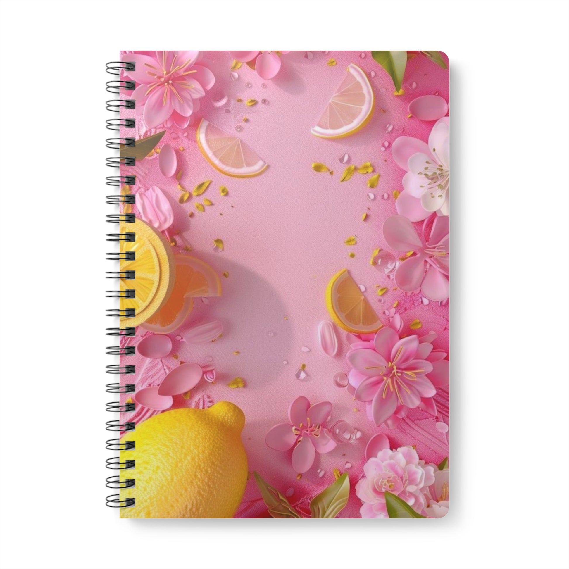 Floral A5 Notebook, Softcover Journal for Writing, Daily Planner, Gift for Students, Lemon Decor, Boho Chic Stationery