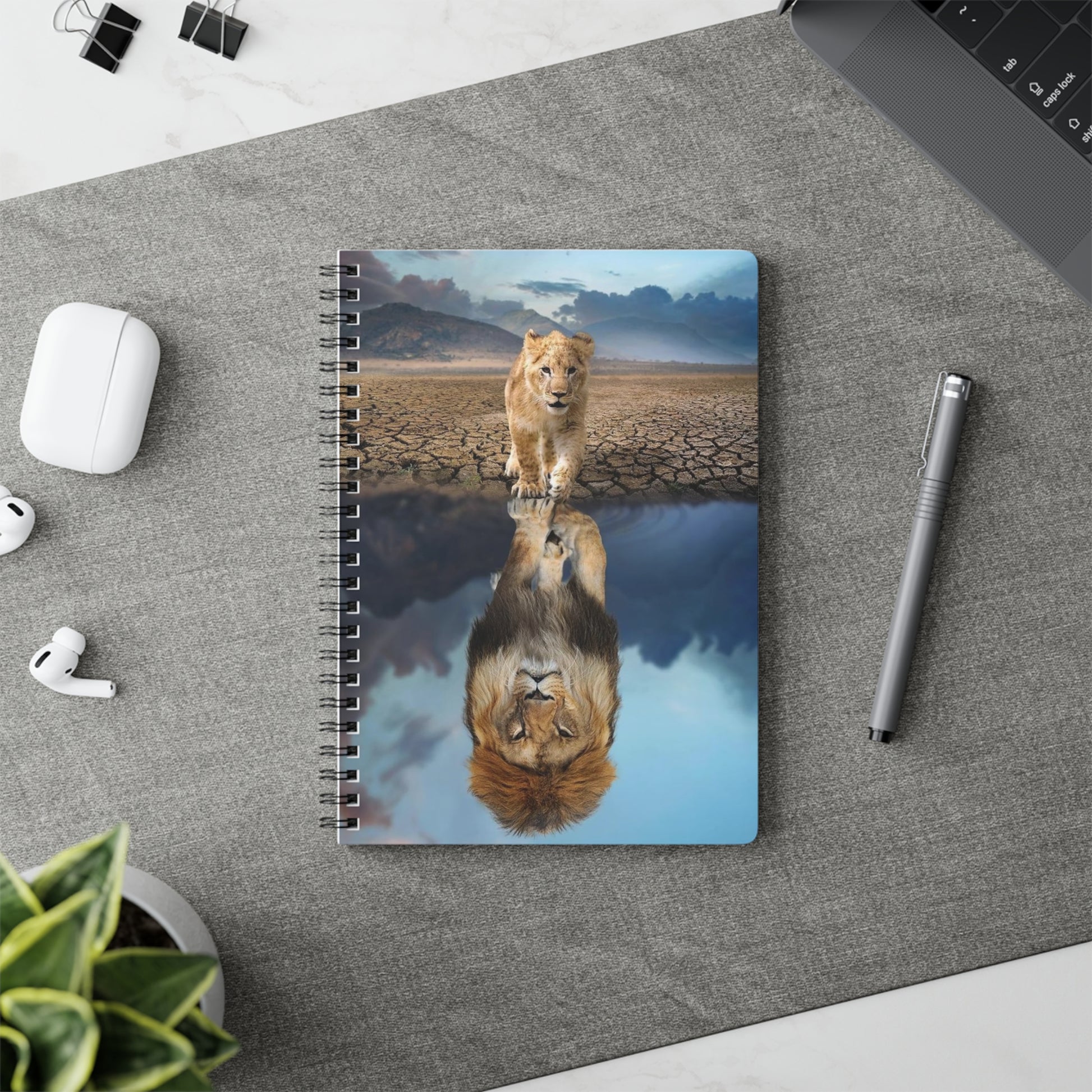 Majestic Lion Wirobound Notebook | A5 Journal, Wildlife Lovers Gift, Inspiration Diary, Nature Sketchbook, Eco-Friendly Organizer